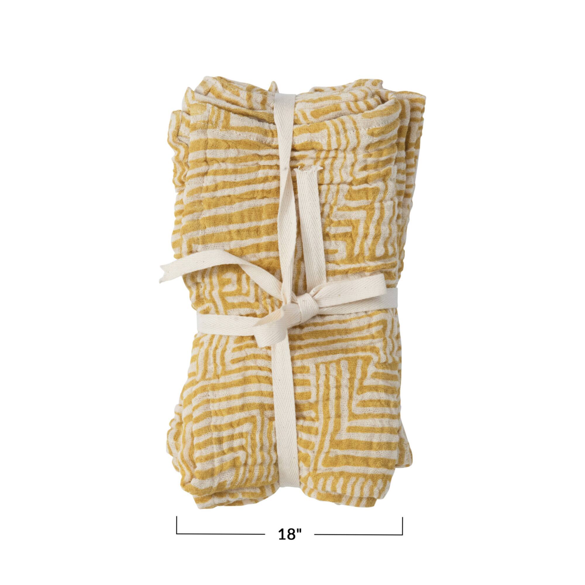 Hello Honey® Yellow Kuba Cloth Print Cotton Napkins, 4ct.